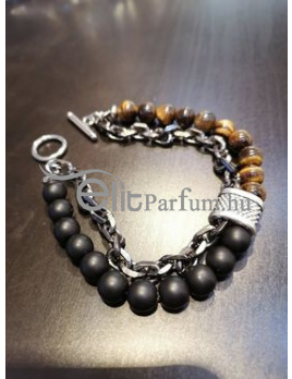 Elitparfüm férfi borostyán-fekete karkötő